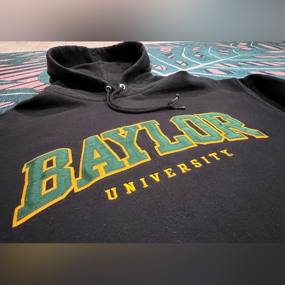 Vintage Champion Baylor University Bears Drawstring Hoodie W/ Varsity Lettering - Picture 5 of 10